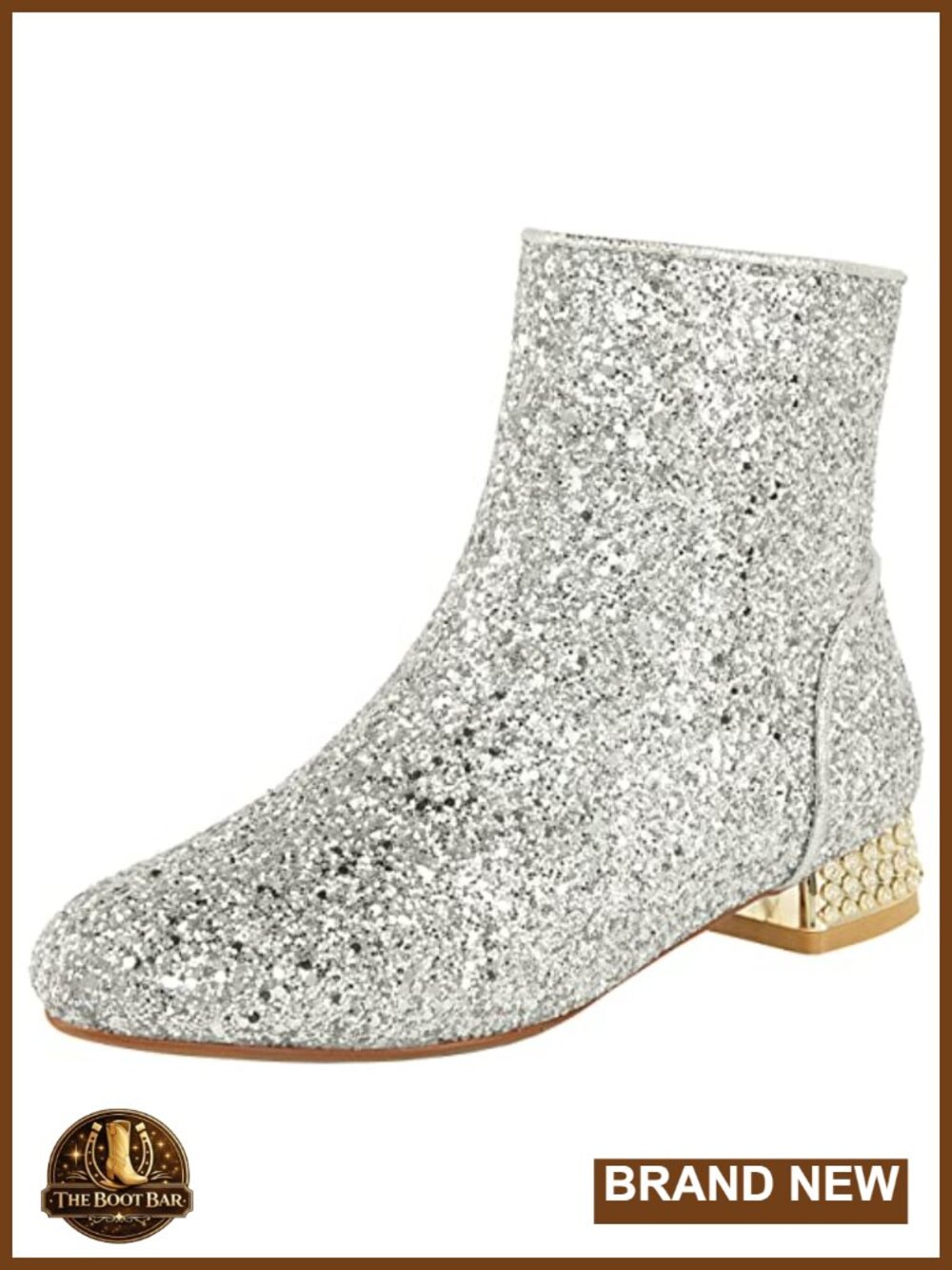 Women Sequin Ankle Boots Low Heel Sparkly Glitter Booties